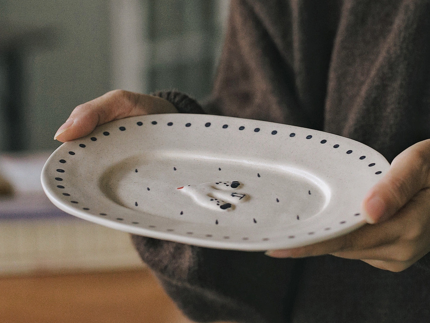 The Blue Rain Dessert Plate – Hand-Painted Ceramic Plate (8 inch)