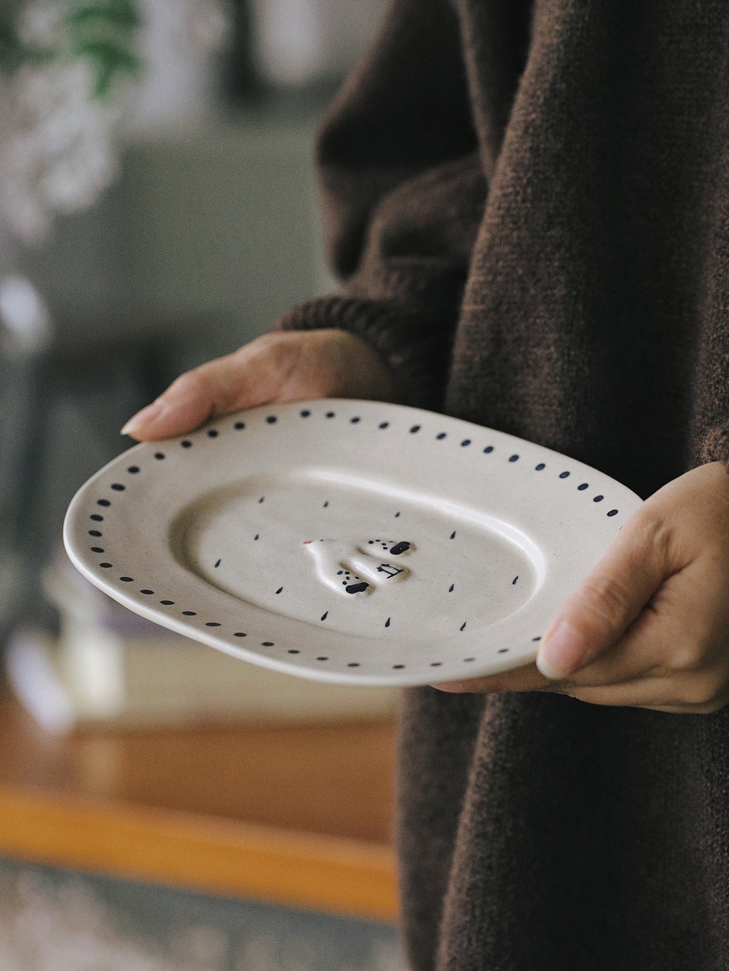 The Blue Rain Dessert Plate – Hand-Painted Ceramic Plate (8 inch)