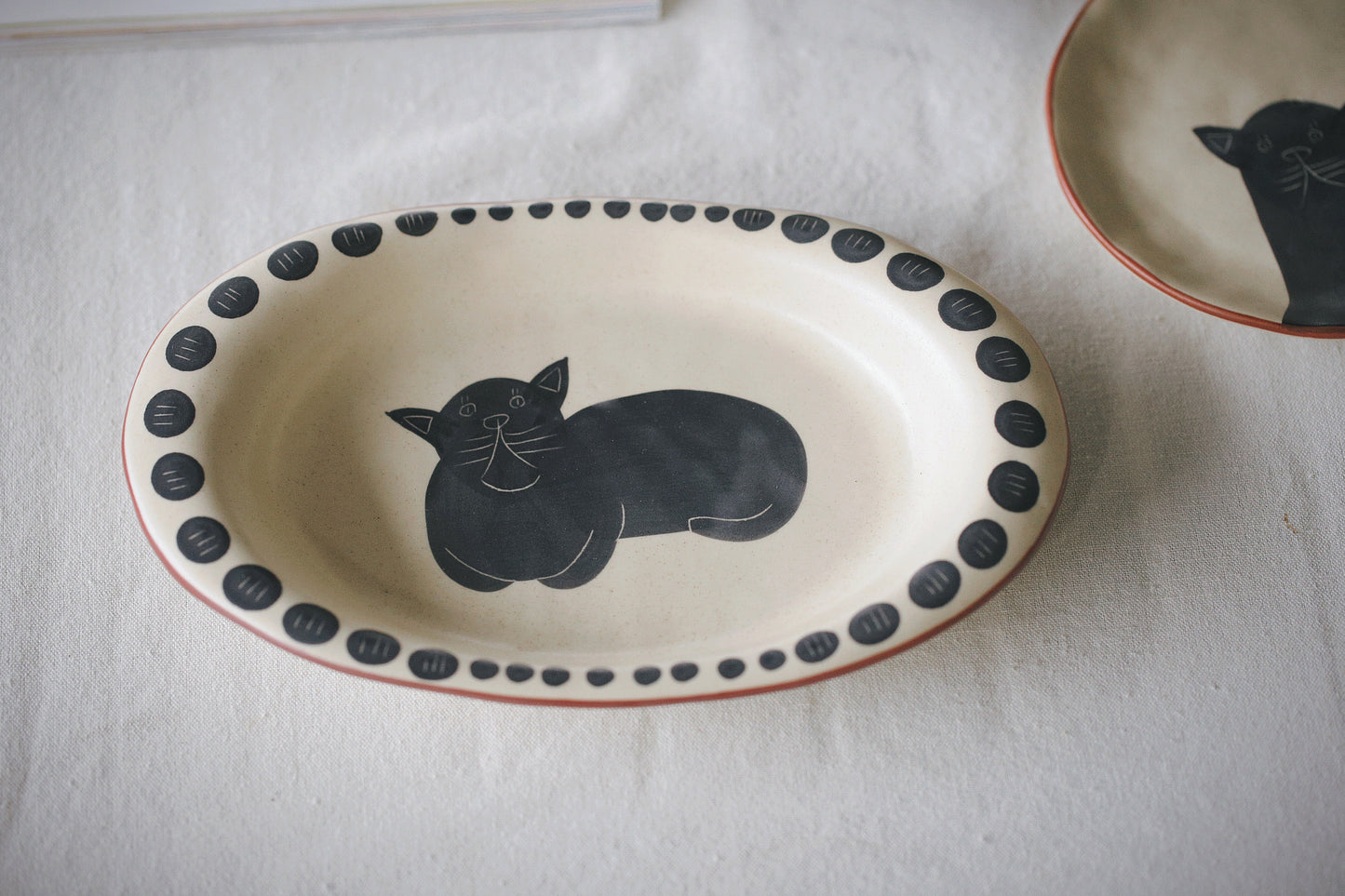 The Black Kitty Loki Plate - Hand-Painted Ceramic Plate